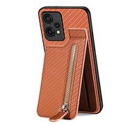 IMEIKONST Wallet Phone Case for Honor 200 Lite, Leather Magnetic Flip Card Holder Zipper Pocket Kickstand Back Cover Slim Silicone Durable Skin Shockproof for Honor 200 Lite. Brown SD1