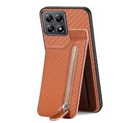IMEIKONST Wallet Phone Case for Motorola Moto Edge 50 Pro, Leather Magnetic Flip Card Holder Zipper Pocket Kickstand Back Cover Slim Silicone Durable Skin Shockproof for Moto Edge 50 Pro. Brown SD1