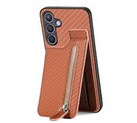 IMEIKONST Wallet Phone Case for Samsung Galaxy A15 5G, Leather Magnetic Flip Card Holder Zipper Pocket Kickstand Back Cover Slim Silicone Durable Skin Shockproof for Samsung A15 4G. Brown SD1