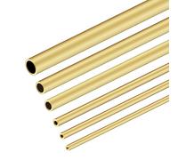 iMeistek Brass RoundTube Set, 6PCS Metal Seamless Straight Pipe Tubing, 3mm 4.5mm 5mm 7mm 8mm 10mm OD x 1mm Wall Thickness 300mm Length Copper Tubes Pipe for DIY Crafts
