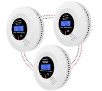 iMeistek Wireless Interlinked Smoke and Carbon Monoxide Alarms for Home, Combination Smoke and CO Alarm Detector with LCD Display,10-Year Lifespan, Replaceable Battery,3PCS