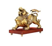 IMEITE Office Decor Vintage Copper Gathering Wealth Decorations Office Lucky Feng Shui Decorations Fortune Pixiu Ornaments with Base Living Room Table Decorations (Color : Right, Size : M)