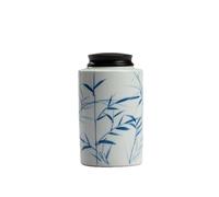 IMEITE Sugar Jar Hand-painted Ceramic Tea Jar Ebony Lid Sealed Portable New Chinese Style Storage Tea Canister(A)