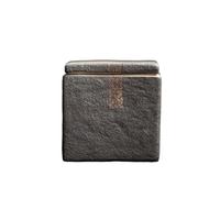 IMEITE Sugar Jar Stoneware Tea Cans Awakening Square Boxes Ceramic Retro Storage Warehouse Tea Canister(Small (350ml))