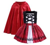 IMEKIS Baby Girls Little Red Riding Hood Costume Sleeveless Ruffle A-line Romper Dress and Hooded Cape Cloak Halloween Carnival Birthday Fancy Cosplay Party Outfit Red 6-9 Months