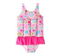 IMEKIS Girls One Piece Swimsuit Lovely Print Swimwear with 8 Removable Sticks Kid Baby Learn to Swim Bathing Suit Sleeveless Ruffle Swimming Costume Pink 6-9 Months