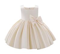 IMEKIS Kid Baby Flower Girl Dress Princess Satin Bowknot Tutu Wedding Birthday Party Christening Gown Toddler Formal Pageant Ball Gown Champagne 18-24 Months