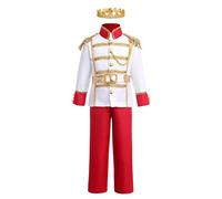 IMEKIS Kids Boys Halloween Royal King Costume Fancy Prince Charming Role Play Dress Up Children Snow White Christmas Carnival Birthday Cosplay Party Outfit Red 3-4 Years