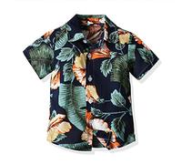 IMEKIS Summer Shirt for Father and Son Matching Outfits Men Boys Hawaii Shirts Short Sleeve Button Down Tropical Floral Print Beach Holiday Tops Family Clothes Black 18-24 Months