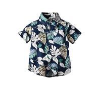 IMEKIS Summer Shirt for Father and Son Matching Outfits Men Boys Hawaii Shirts Short Sleeve Button Down Tropical Floral Print Beach Holiday Tops Family Clothes Green L