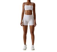 IMEKIS Women Gym Set 2pcs Fitness Yoga Outfits Solid Color Halter Bckless Sports Bra and High Waist Shorts Pants Workout Clothes Athletic Tracksuit Running Sportwear Black+Pants XL