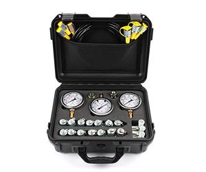 IMELBUFF Hydraulic Pressure Test Kit 25/40/60MPa Hydraulic Pressure Gauge Kit with 16 Couplings 3 Tee Connectors and 3 Test Hoses Hydraulic Tester Kit with 2 Years Warranty