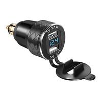 iMESTOU DIN Plug to Dual USB Charger Adapter with LED Voltmeter for BMW Motorcycle/Phone/iPhone/GPS/SatNav