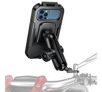 iMESTOU Waterproof IP67 Motorcycle 1" Ball Phone Mount with Anti-theft Double Socket Arms &Aluminum Ball Base Universally Fits to Rear-view Mirror for 3.5"-6.1" Cellphones (Size S)