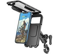 iMESTOU Waterproof IP67 Motorcycle Ball Phone Mount Bike Mobile Holder with Secure Knob Lock Double Socket Arms Aluminium Base Fit to Handlebar/Rear-View Mirror Pole for 3.5"-6.1" Cellphones (S)
