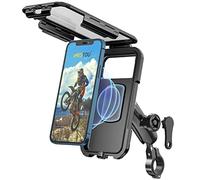 iMESTOU Waterproof IP67 Motorcycle Wireless Phone Mount Qi/USB C 3.0 Cellphone Holder Charger Anti-Theft 1" Ball Handlebar Phone Mounts with Aluminum Base 720° Rotation for 5.5"-6.8" Smartphones