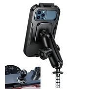 iMESTOU Waterproof Motorcycle Fork Stem Phone Mount, Anti-Theft Bike Phone Holder Case with Double Socket Arm B Size Aluminium 1" Ball Base 720° Rotation for 3.5"-6.1" Smartphones (S)