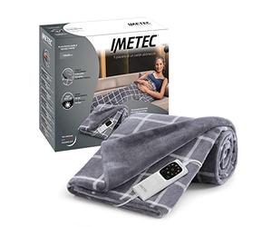 Imetec Warm Plaid Velvet Square Heated, Soft Electric Blanket, 150 x 95 cm, Low Consumption, Adapto Technology, Safety Device, Fast Heating, 6 Temperature, Washable