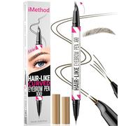 iMethod Curved Eyebrow Pen - 2-in-1 Dual-Ended With Curved Tip and Precise Brush-Tip, Microblading for Natural Hair-Like Brows, Long Lasting, Brown