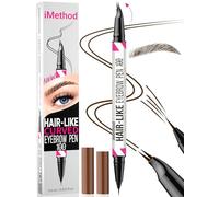 iMethod Curved Eyebrow Pen - Dual-Ended Eyebrow Pencil with Curved Tip and Precise Brush-Tip, Microblading Eyebrow Pen for Natural Hair-Like Brows, Long Lasting, Dark Brown