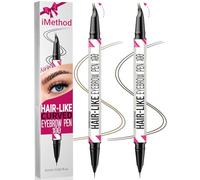 iMethod Curved Eyebrow Pen - Eyebrow Pencil, 2 Count Brow Pencil Dual-Ended with Curved Tip and Precise Brush-Tip for Natural Hair-Like Brows, Last All-Day, Light Brown and Brown Each