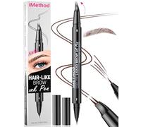 iMethod Curved Eyebrow Pen - Eyebrow Pencil, Brow Pencil 2-in-1 Dual-Ended Microblading Eyebrow Pen with Micro-Fork-Tip & Precise Brush-Tip Create Natural Hair-Like Brows, Last All-Day, Reddish Brown