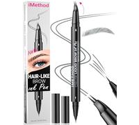 iMethod Curved Eyebrow Pen - Eyebrow Pencil, Brow Pencil 2-in-1 Dual-Ended Microblading Eyebrow Pen with Micro-Fork-Tip and Precise Brush-Tip Create Natural Hair-Like Brows, Last All-Day, Grey
