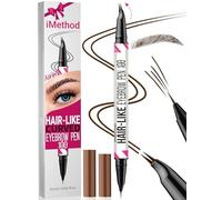 iMethod Curved Eyebrow Pen - Eyebrow Pencil, Brow Pencil 2-in-1 Dual-Ended Microblading Eyebrow Pen with Curved Tip and Precise Brush-Tip for Natural Hair-Like Brows, Last All-Day, Dark Brown