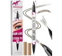 iMethod Curved Eyebrow Pen - Eyebrow Pencil, Brow Pencil 2-in-1 Dual-Ended Microblading Eyebrow Pen with Curved Tip and Precise Brush-Tip, Brow Pen for Natural Hair-Like Brows, Last All-Day, Brown