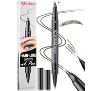 iMethod Curved Eyebrow Pen - Eyebrow Pencil, Brow Pencil 2-in-1 Dual-Ended Microblading Eyebrow Pen with Micro-Fork-Tip and Precise Brush-Tip Create Natural Hair-Like Brows, Last All-Day, Dark Brown