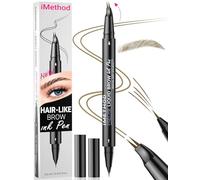 iMethod Curved Eyebrow Pen - Eyebrow Pencil, Brow Pencil 2-in-1 Dual-Ended Microblading Eyebrow Pen with Micro-Fork-Tip and Precise Brush-Tip Create Natural Hair-Like Brows, Last All-Day, Light Brown