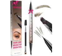 iMethod Eyebrow Pen - Eyebrow Pencil,2-in-1 Eyeliner Dual-Ended Brush-Tip Microblading 4d Eye brow Pencils for women,Long Lasting Waterproof Hair-Like Brow Pencil,with Eyebrow Brush,Brown
