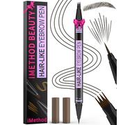 iMethod Eyebrow Pen - Eyebrow Pencil Magic 2-in-1 Eye Brow Pencils for Women with 4-Fork-Tip and Precise Brush-Tip Create Natural Hair-Like Brows, Last All Day, Microblading Eyebrow Pen, Black Brown