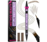 iMethod Eyebrow Pen - Eyebrow Pencil Magic 2-in-1 Eye Brow Pencils for Women with 4-Fork-Tip and Precise Brush-Tip Create Natural Hair-Like Brows, Last All Day, Microblading Eyebrow Pen, Light Brown