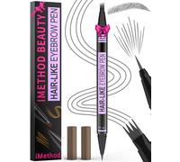 iMethod Eyebrow Pen - Eyebrow Pencil Magic 2-in-1 Eye Brow Pencils for Women with 4-Fork-Tip and Precise Brush-Tip Create Natural Hair-Like Brows, Last All Day, Microblading Eyebrow Pen, Grey
