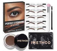 iMethod Eyebrow Stamp and Eyebrow Stencil Set - Eyebrow Stamp Set, Trio Kit, Eyebrow Stencil and Stamp Kit, Eyebrow Kit, Medium Brown
