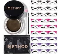 iMethod Eyebrow Stamp Stencil Kit - Brow Stamp and Stencil Kit with Brow pomade, 27 Reusable Stencils, Dual-ended Brush and Sponge Applicator, Brow Trio Eyebrow Kit, Easy to Use, Black Brown