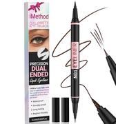 iMethod Liquid Eyeliner - Waterproof Eyeliner 2-in-1 Dual-Ended Eye Liner with Precise Brush-Tip and Thick Tip, Black Liquid Liner Pen, Matte Finish, Long Lasting, Smudge-proof, Transfer-proof, Brown