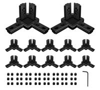 iMetrx 12 Pcs 3030 3 Way Corner Brackets Connector Set Black with 96 Pcs M4 Screw and 1 Pc M3 Wrench for 30x30 Series Aluminum Extrusion Profile