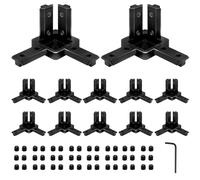 iMetrx 12 Pcs 4040 3 Way Corner Brackets Connector Set Black with 96 Pcs M4 Screw and 1 Pc M3 Wrench for 40x40 Series Aluminum Extrusion Profile