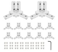 iMetrx 12 Pcs 4040 3 Way Corner Brackets Connector Set Silver with 96 Pcs M4 Screw and 1 Pc M3 Wrench for 40x40 Series Aluminum Extrusion Profile