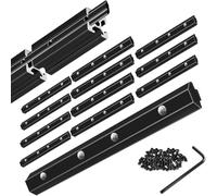 iMetrx 12 PSC 2020 Straight Line Inside Connector Corner Bracket Joint Plate Black 20x20 Hardware T-Slotted Accessories V-Slot with Screws for 3D Printer Accessories 20x20 Aluminum Profile