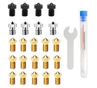 IMETRX 3D Printer V6 Nozzles 3D printer nozzle cleaning kit (23pcs/pack) 0.4MM-0.5MM-0.6MM (Hardened Steel, Stainless Steel, Brass nozzle) for Prusa i3, Anycubic Chiron mega Extruder Hotend