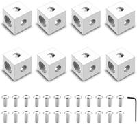 iMetrx 8 pcs 2020 3-Way Corner Cube 2020 Extrusion Hardware T-Slot V-Slot Accessories with Screws and Nuts for 20x20 Aluminum Extrusion Connector 3D Printer Accessories Silver