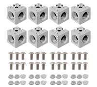 iMetrx 8 pcs 3030 3-Way Corner Cube 3030 Extrusion Hardware T-Slot V-Slot Accessories with Screws and Nuts for 30x30 Aluminum Extrusion Connector 3D Printer Accessories Silver