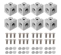 iMetrx 8 pcs 4040 3-Way Corner Cube 40x40 Extrusion Hardware T-Slot V-Slot Accessories with Screws and Nuts for 40x40 Aluminum Extrusion Connector 3D Printer Accessories Silver
