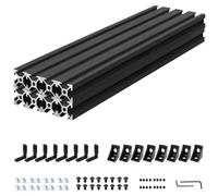 iMetrx 8PCS 500 mm 2020 V Slot Aluminum Extrusion Black With 2020 Connector Brackets Set and European Standard Anodized Linear Rail Aluminum Profile Extrusion for 3D Printer Parts and CNC DIY