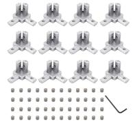 iMetrx Silver 12Pcs 2020 3 Way Corner Brackets Connector Set with 48Pcs M4 Screw and 2Pcs M2 Wrench for 2020 Series Aluminum Extrusion Profile