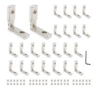 iMetrx Silver 26pcs 2020 Aluminum Extrusion Connector Corner Bracket Joining 2020 Hardware T-Slotted Accessories V-Slot with Screws for 2020 Aluminum Profile 3D Printer Frame Spare Parts