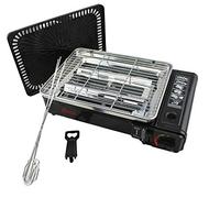 IMEX Portable Gas Barbecue Gas Cooker Gas Case in Carry Case Camping Stove with Grid, Skewers, Grill Tray and Lifter